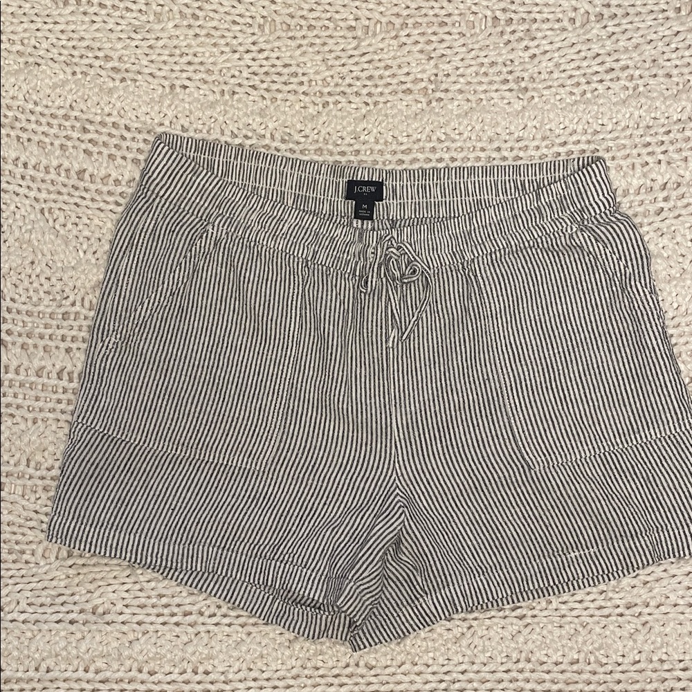 J. Crew Women's High Waist Blue and White Striped Shorts